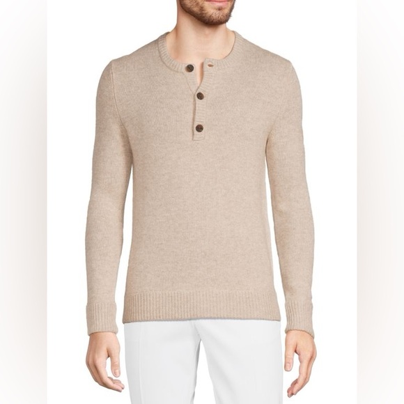 NWT Saks Fifth Avenue Merino Wool Cashmere Henley Sweater - Picture 8 of 8